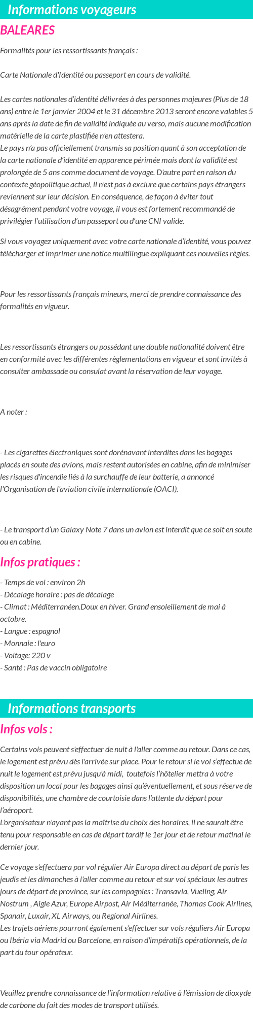 Formalités et infos voyageurs