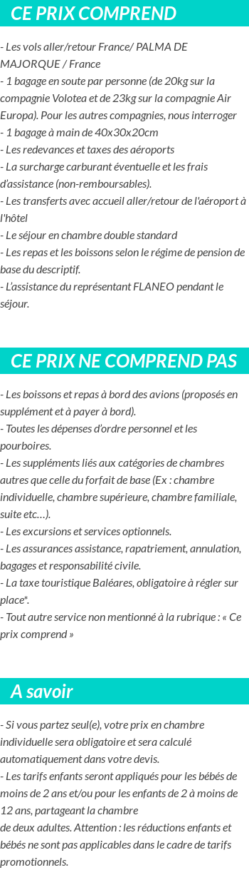 Conditions tarifaires