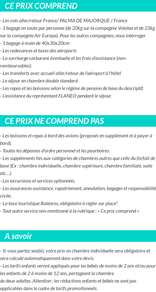 Conditions tarifaires