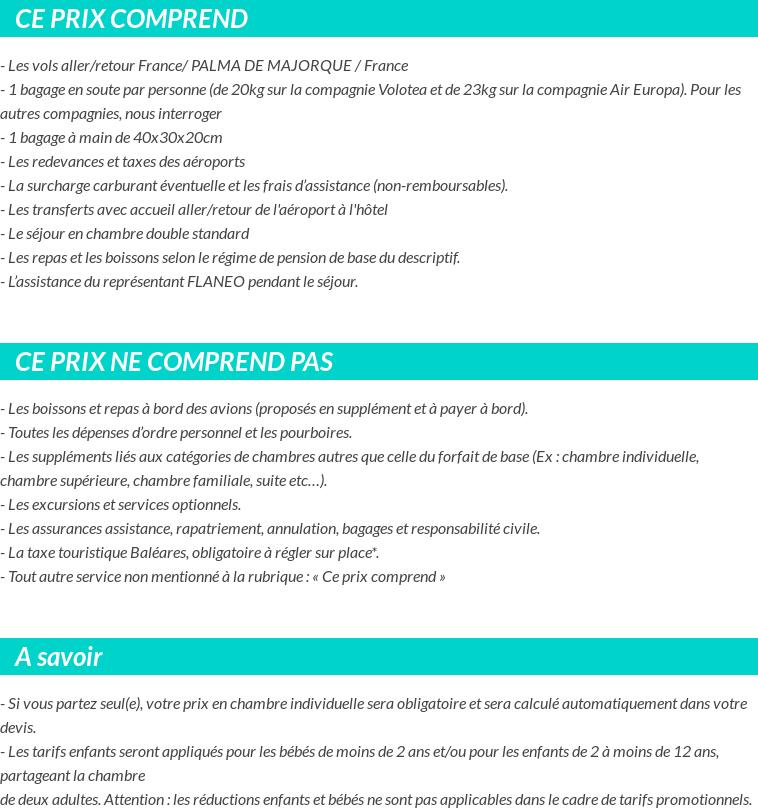 Conditions tarifaires