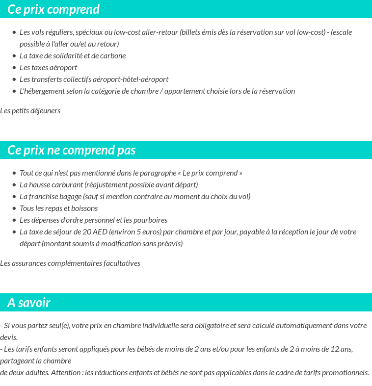 Conditions tarifaires