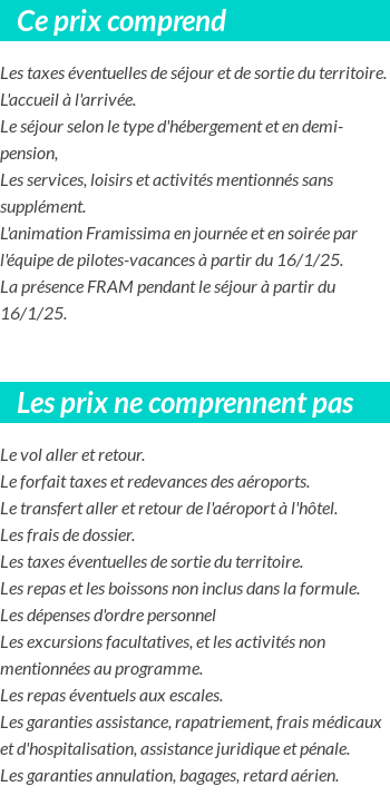 Conditions tarifaires