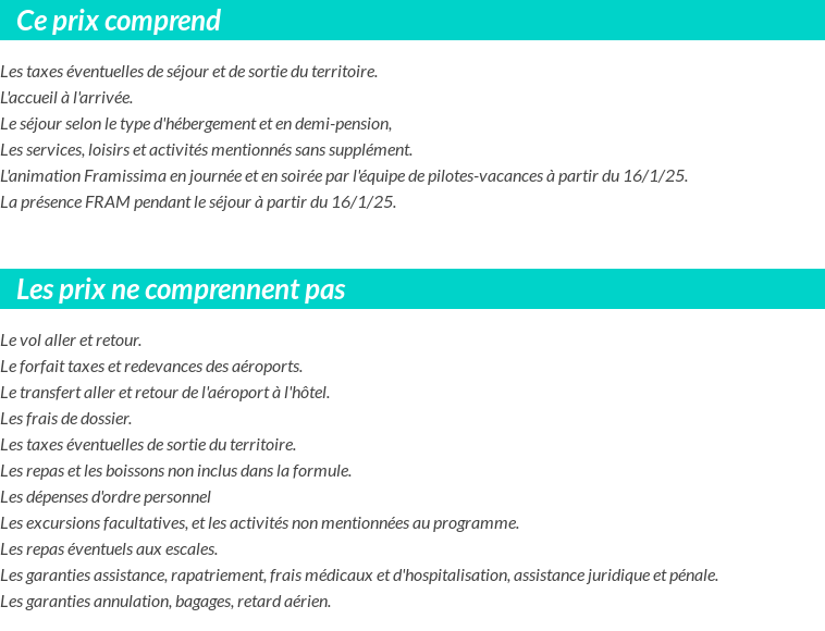 Conditions tarifaires