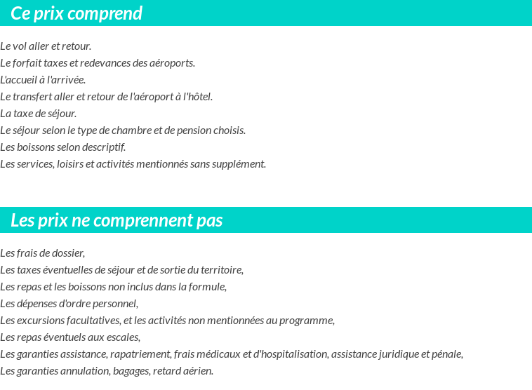Conditions tarifaires