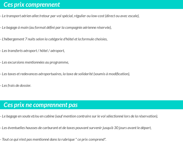 Conditions tarifaires