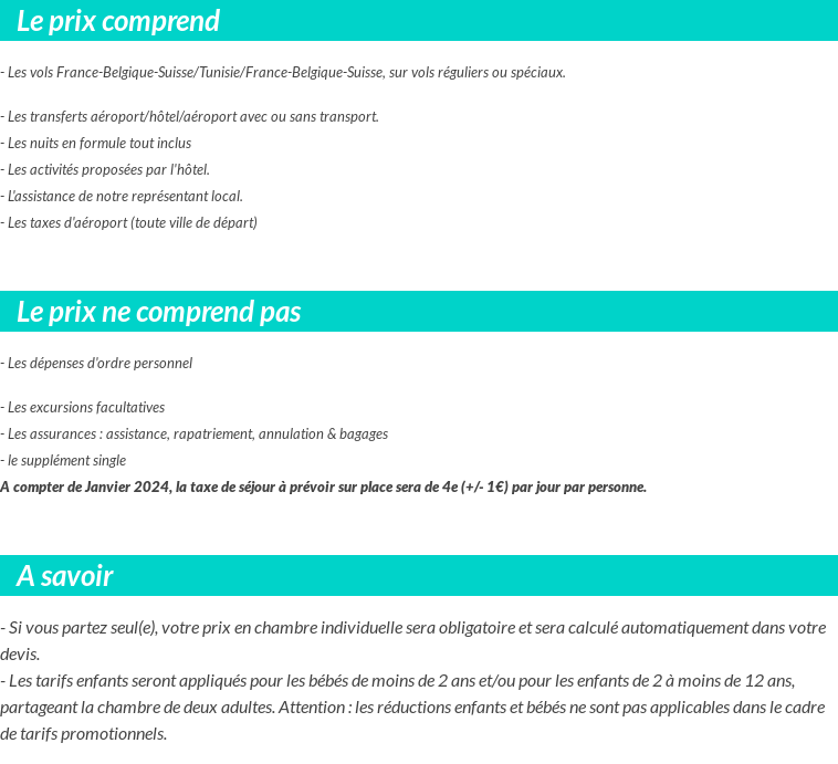 Conditions tarifaires