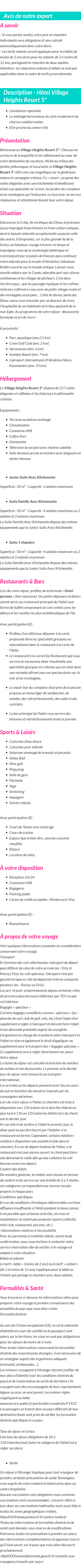 Détails du séjour