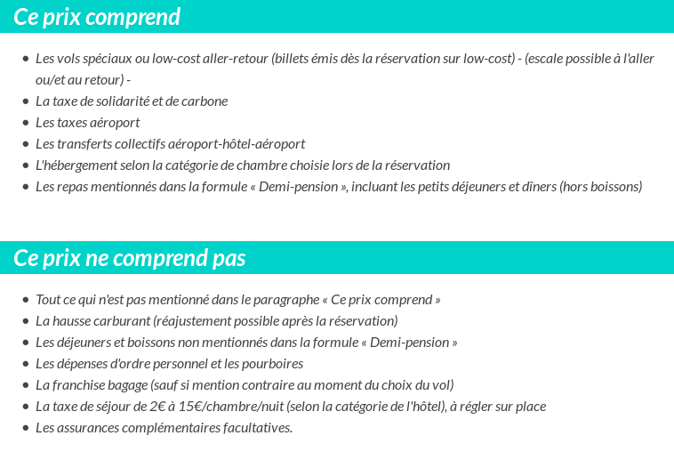 Conditions tarifaires