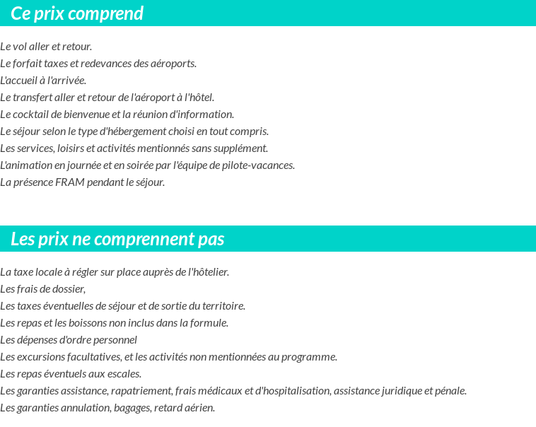 Conditions tarifaires