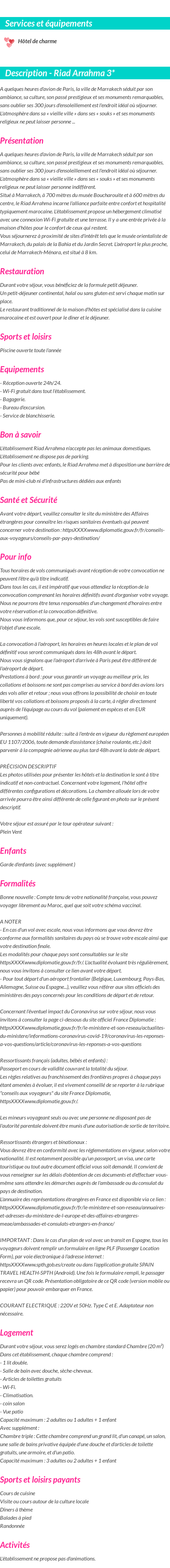 Détails du séjour