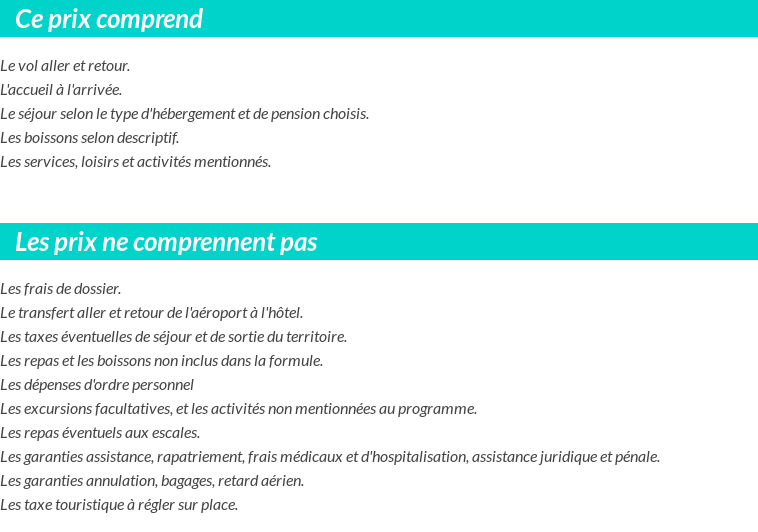Conditions tarifaires