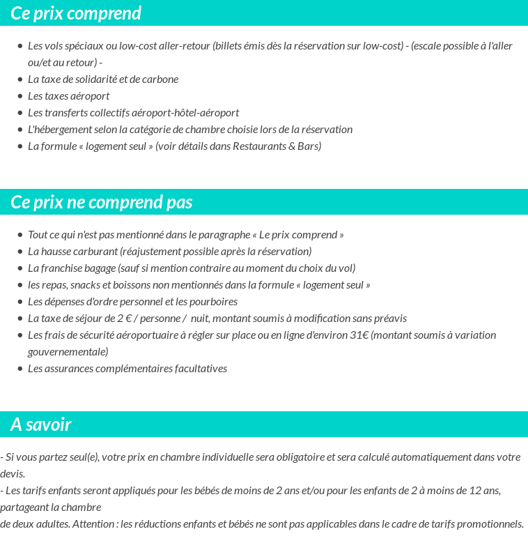 Conditions tarifaires