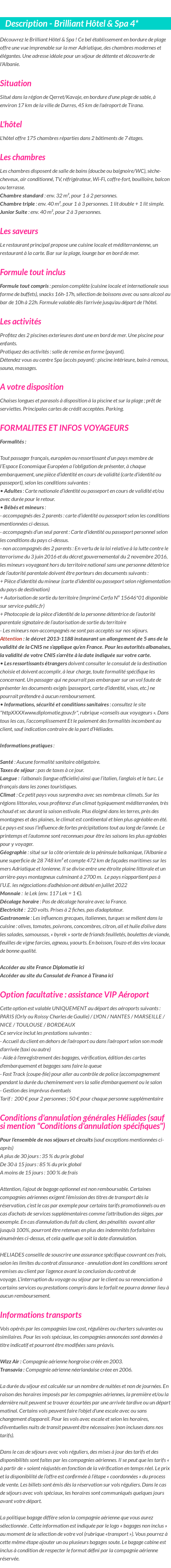 Détails du séjour