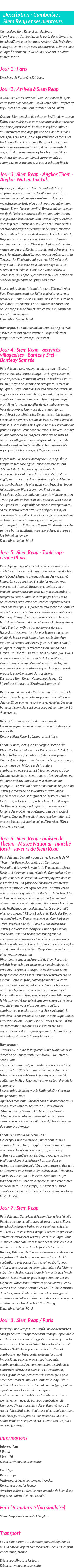 Détails du séjour