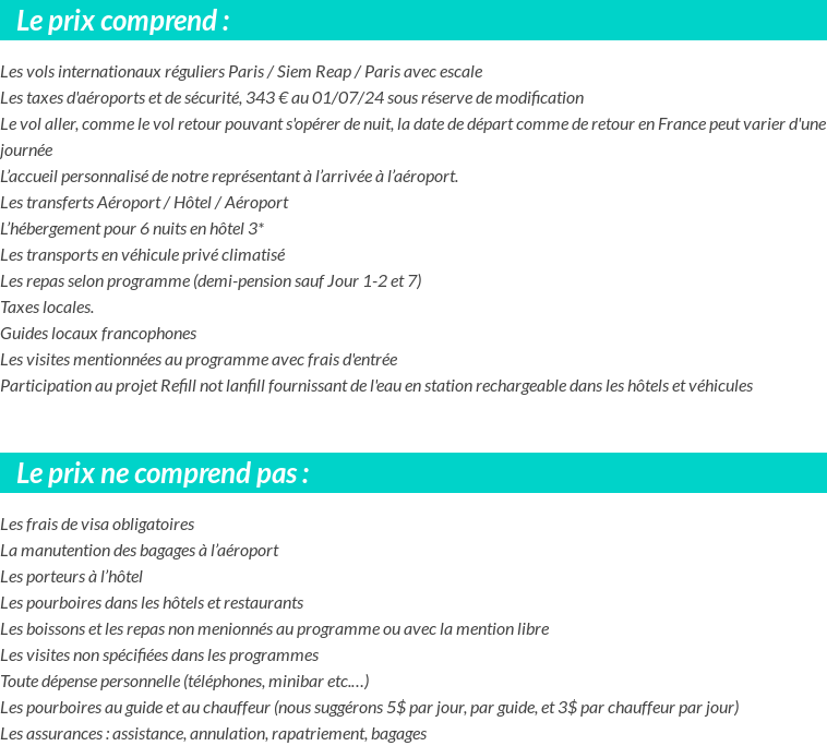 Conditions tarifaires