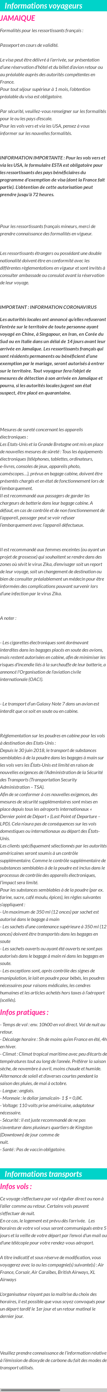 Formalités et infos voyageurs