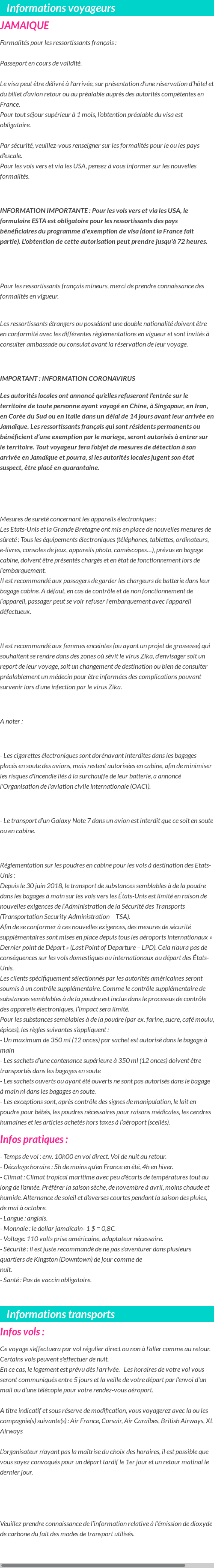 Formalités et infos voyageurs
