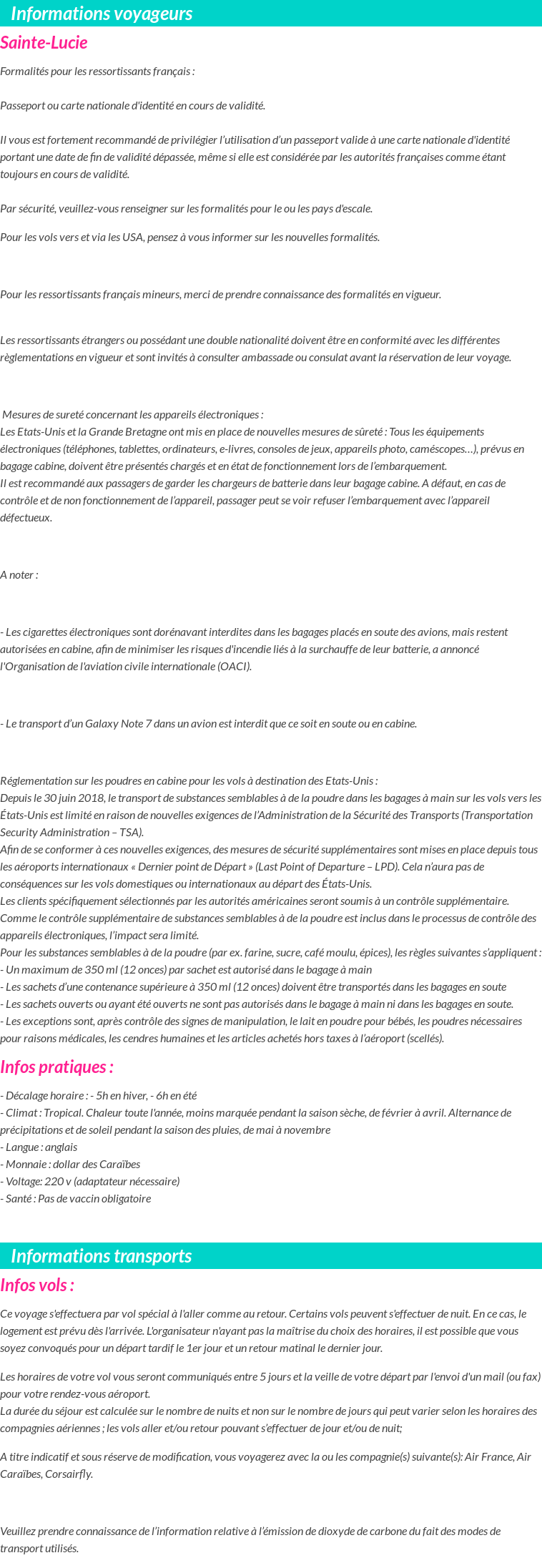 Formalités et infos voyageurs
