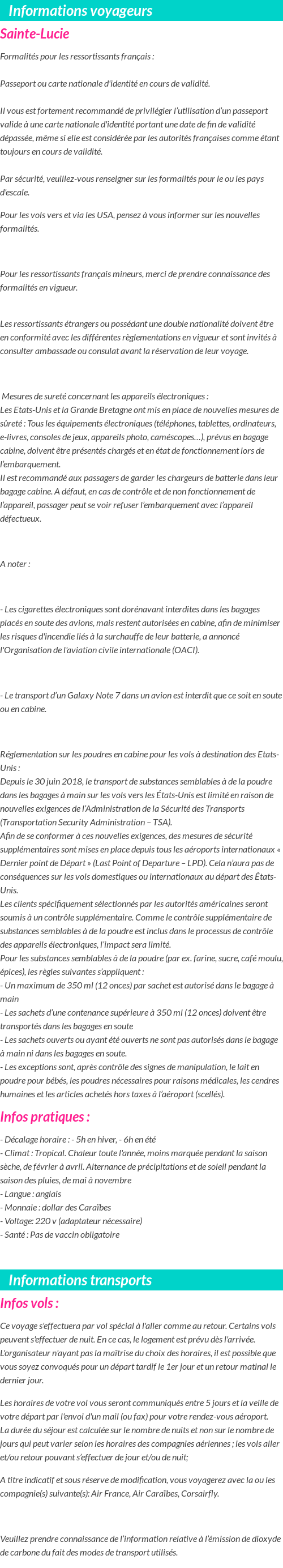 Formalités et infos voyageurs