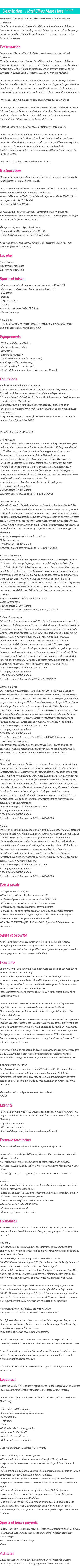 Détails du séjour