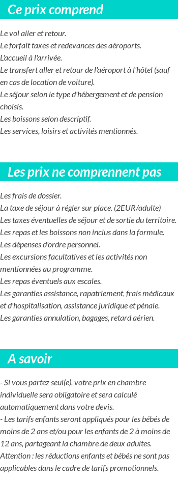 Conditions tarifaires
