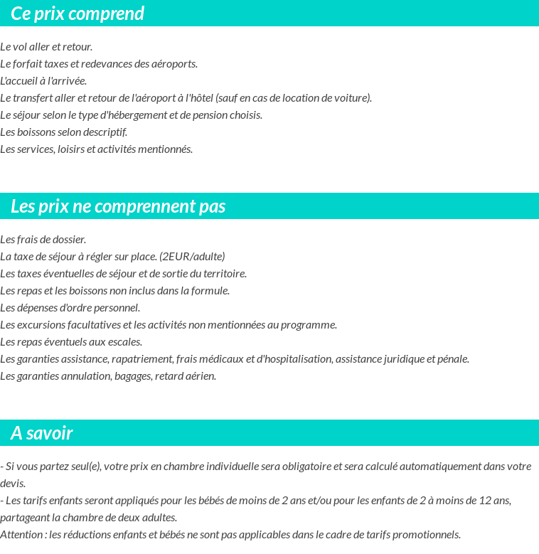 Conditions tarifaires