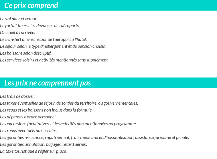 Conditions tarifaires