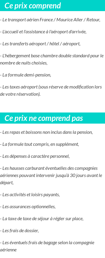 Conditions tarifaires