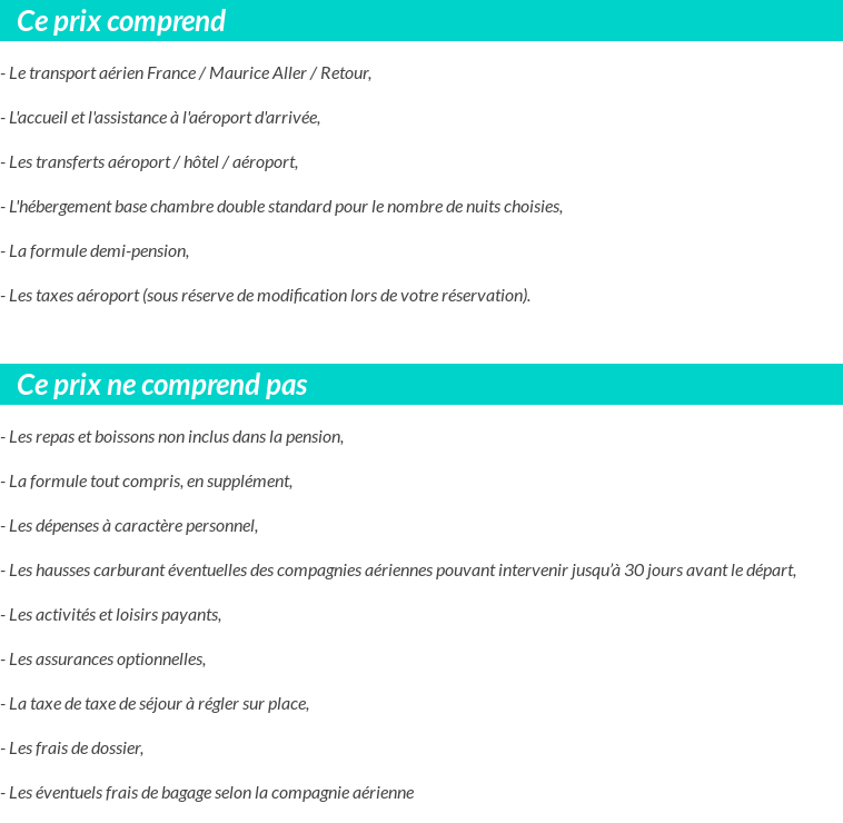 Conditions tarifaires