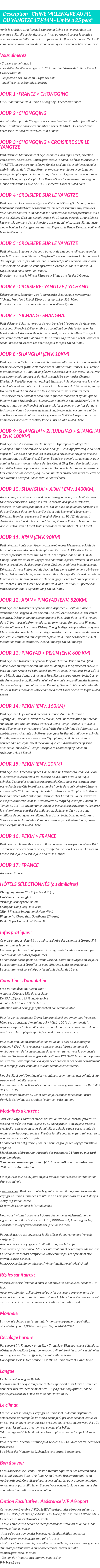 Détails du séjour
