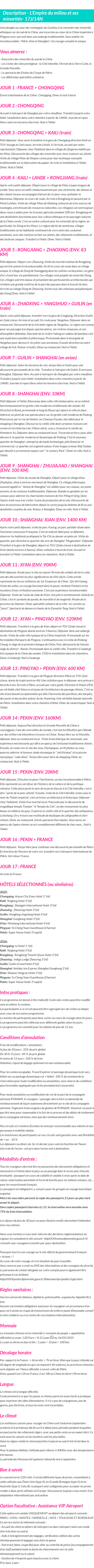 Détails du séjour