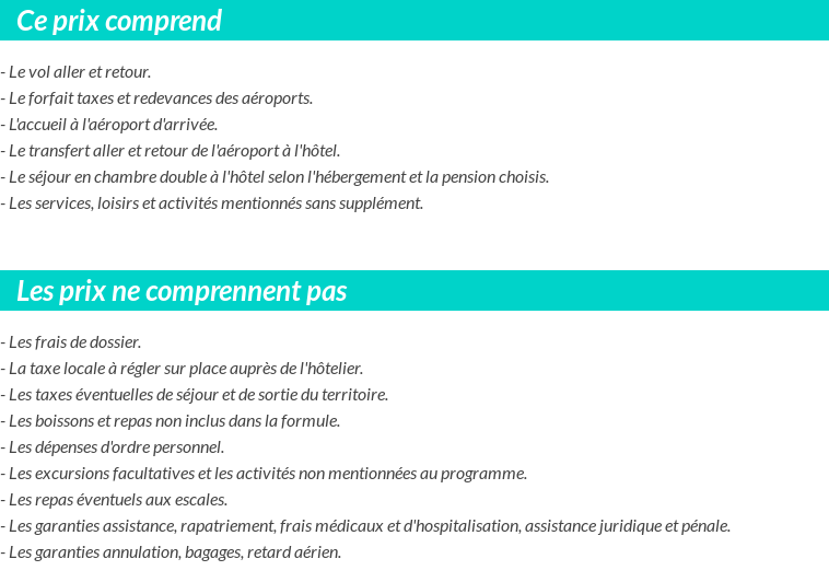 Conditions tarifaires