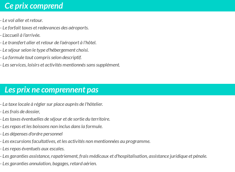 Conditions tarifaires