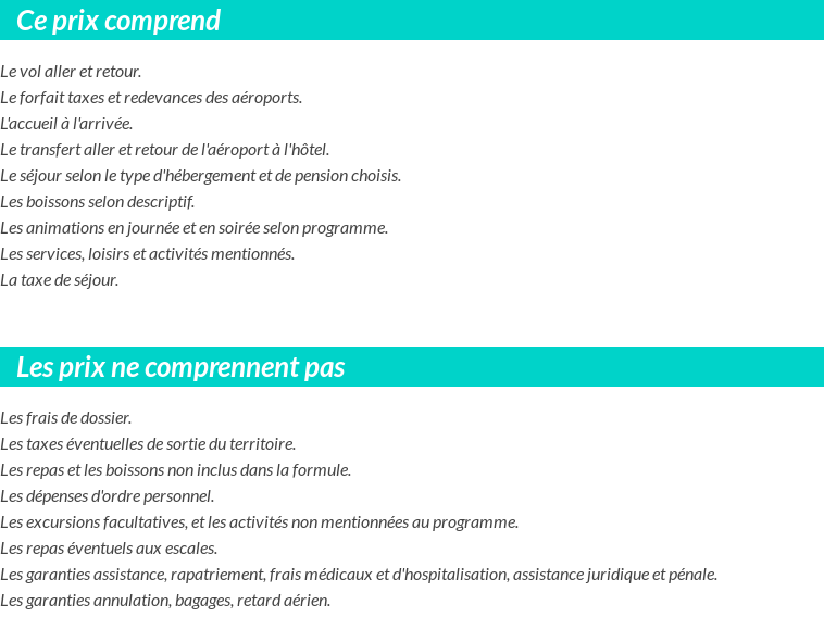 Conditions tarifaires