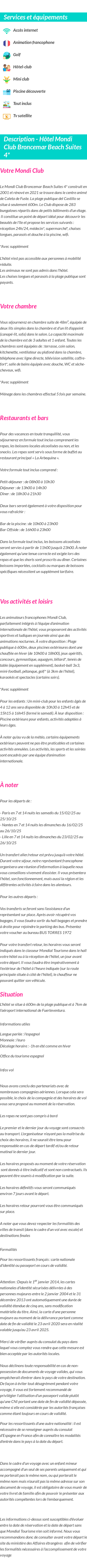 Détails du séjour