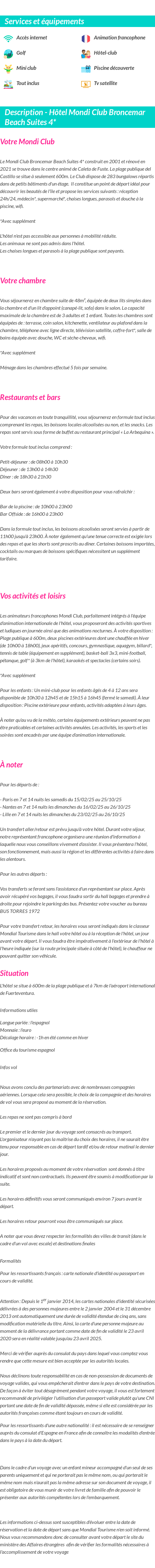 Détails du séjour