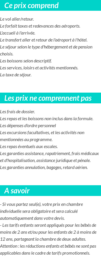 Conditions tarifaires