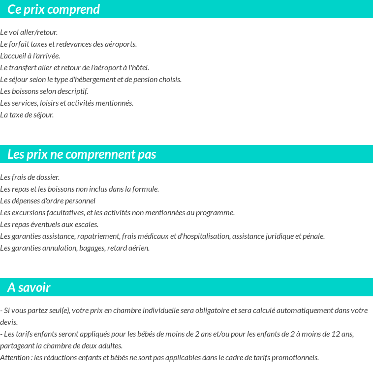 Conditions tarifaires