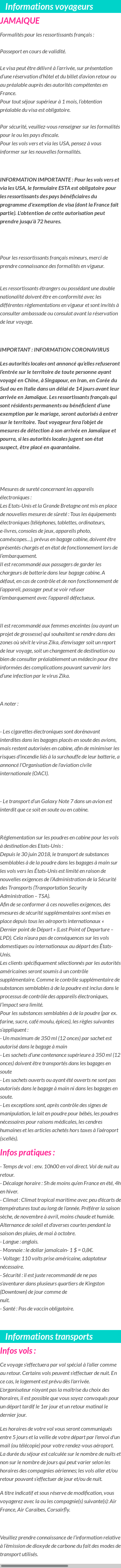 Formalités et infos voyageurs