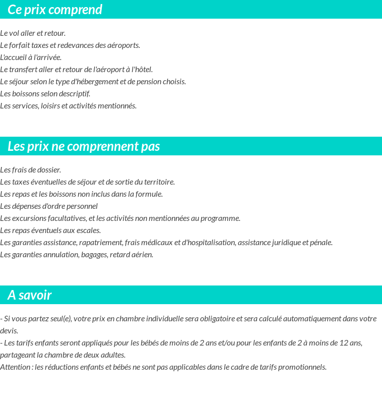 Conditions tarifaires
