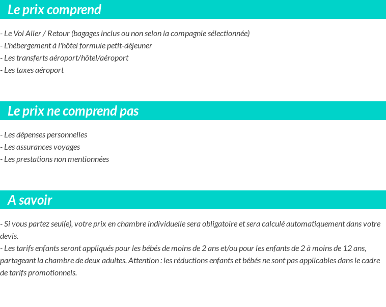 Conditions tarifaires