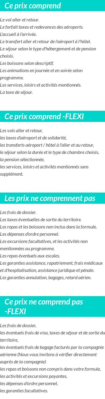 Conditions tarifaires
