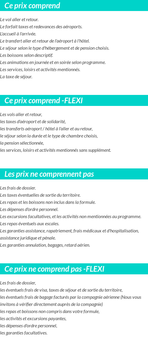 Conditions tarifaires