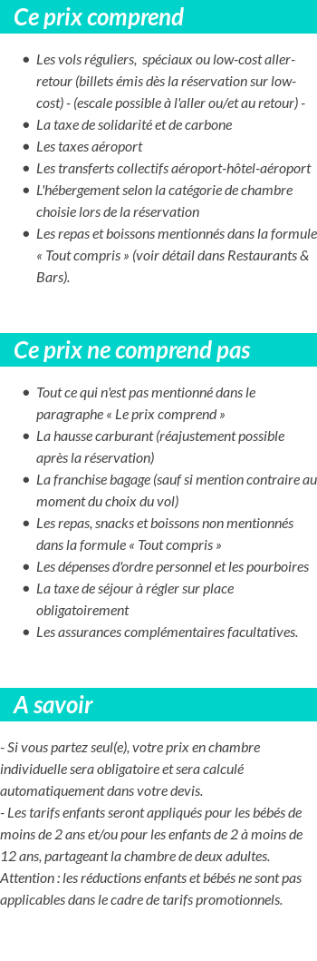 Conditions tarifaires