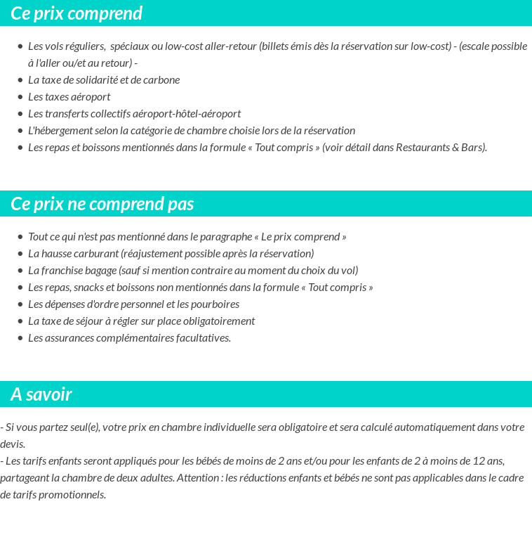 Conditions tarifaires