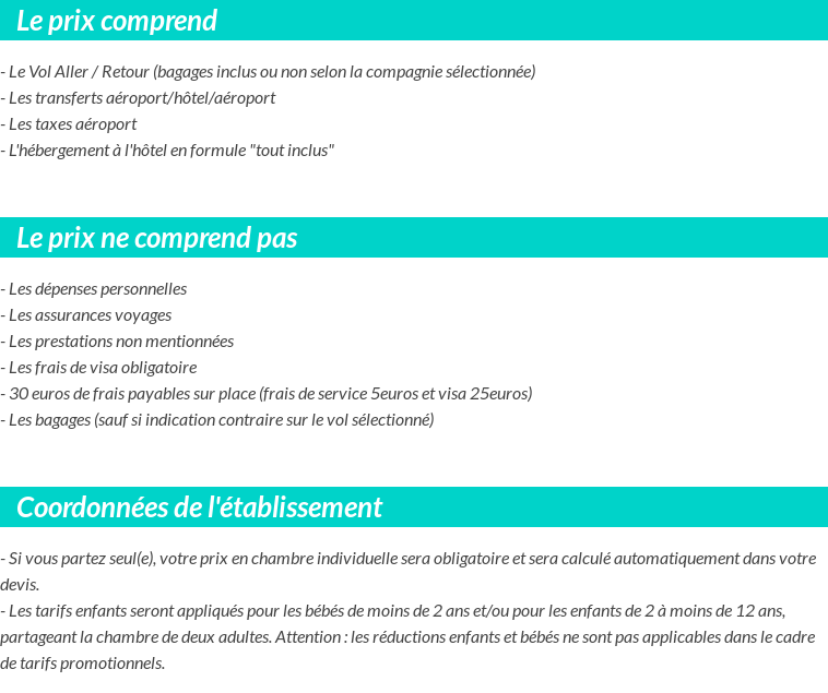 Conditions tarifaires