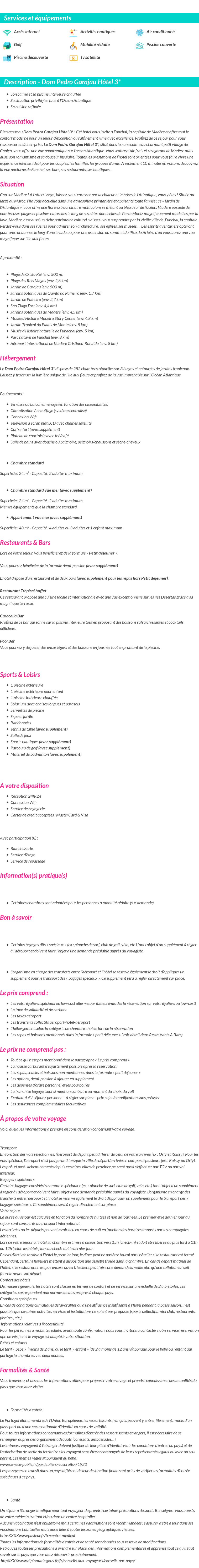 Détails du séjour
