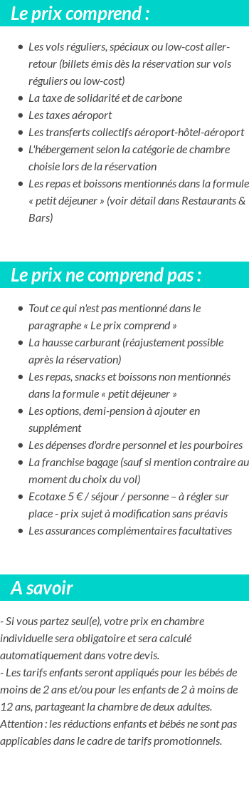 Conditions tarifaires