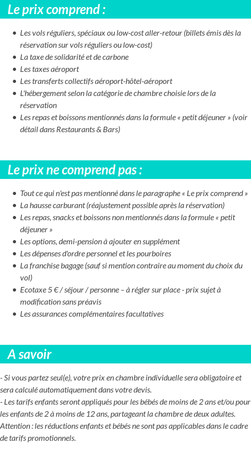Conditions tarifaires
