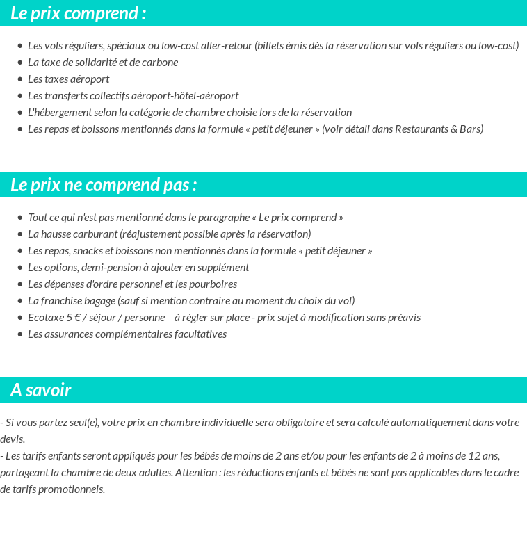 Conditions tarifaires